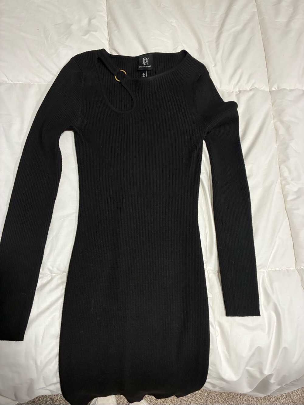Derek Heart Black Long Sleeve Ribbed Knit Dress